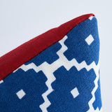 Schumacher Blue & Red 20" x 12" Ziggurat Pillow