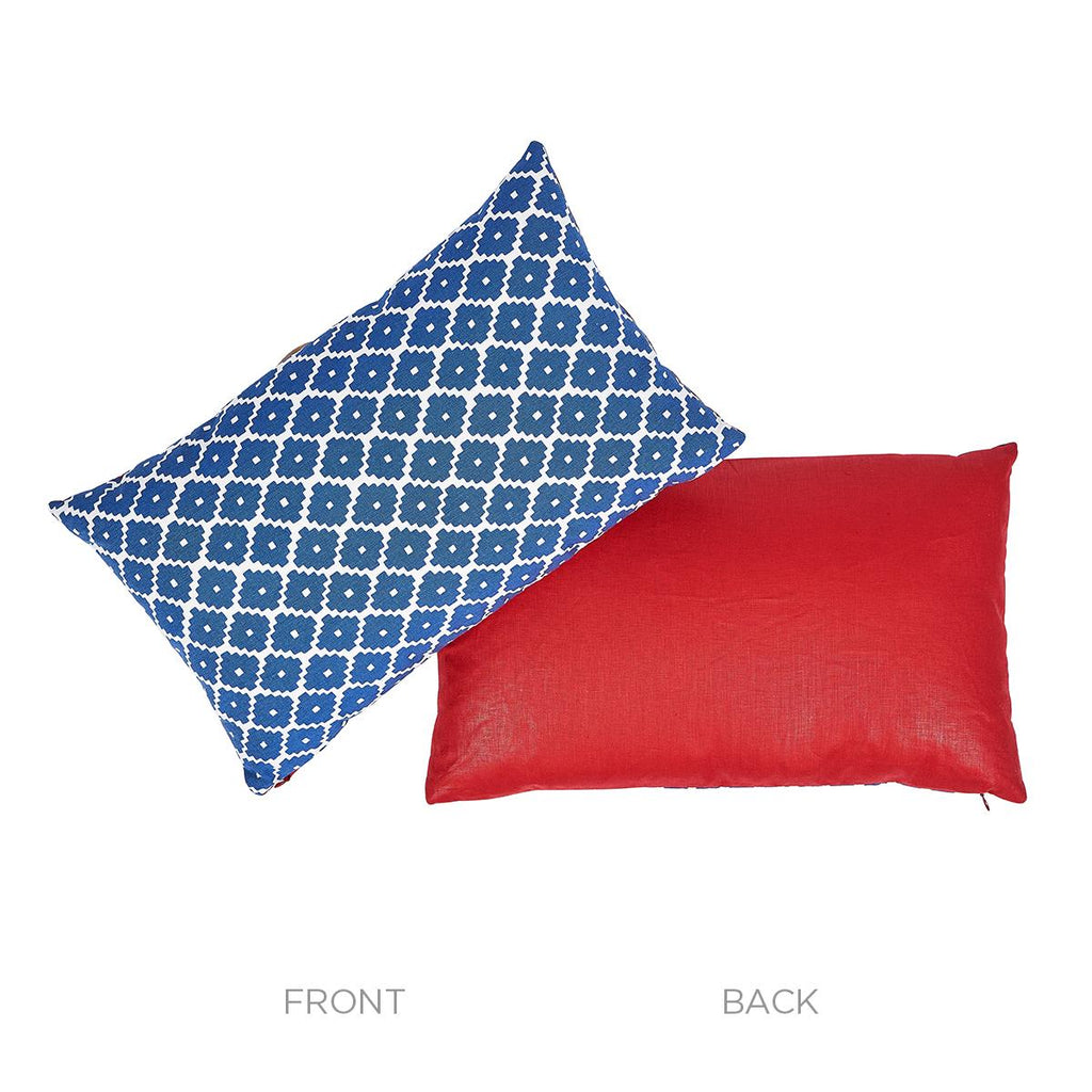 Schumacher Ziggurat Blue & Red 20" x 12" Pillow