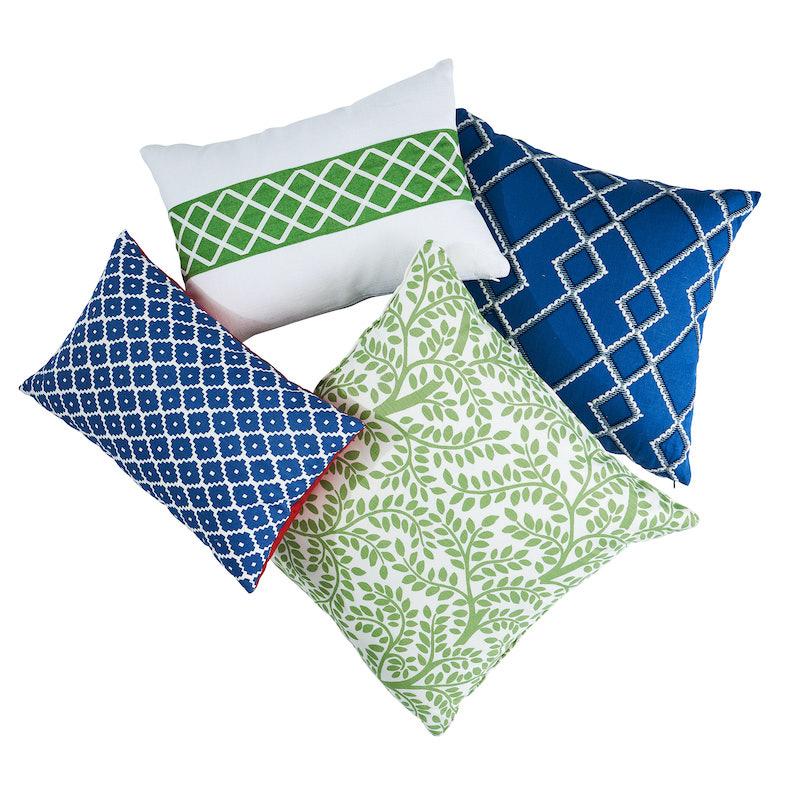 Schumacher Blue & Red 20" x 12" Ziggurat Pillow