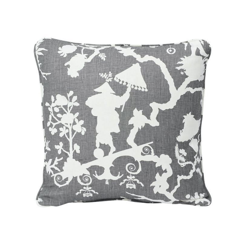 Schumacher Shantung Silhouette Gray 18" x 18" Pillow