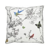 Schumacher Multi On White 20" x 20" Birds & Butterflies Pillow
