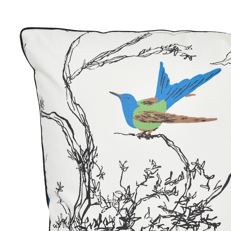 Schumacher Birds & Butterflies Multi On White 20" x 20" Pillow