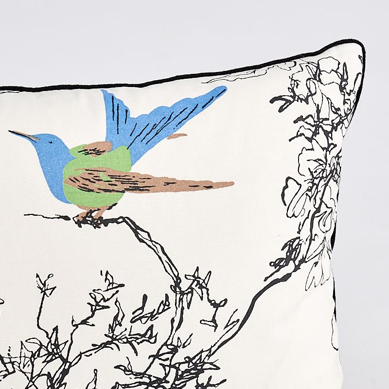 Schumacher Birds & Butterflies Multi On White 24" x 12" Pillow