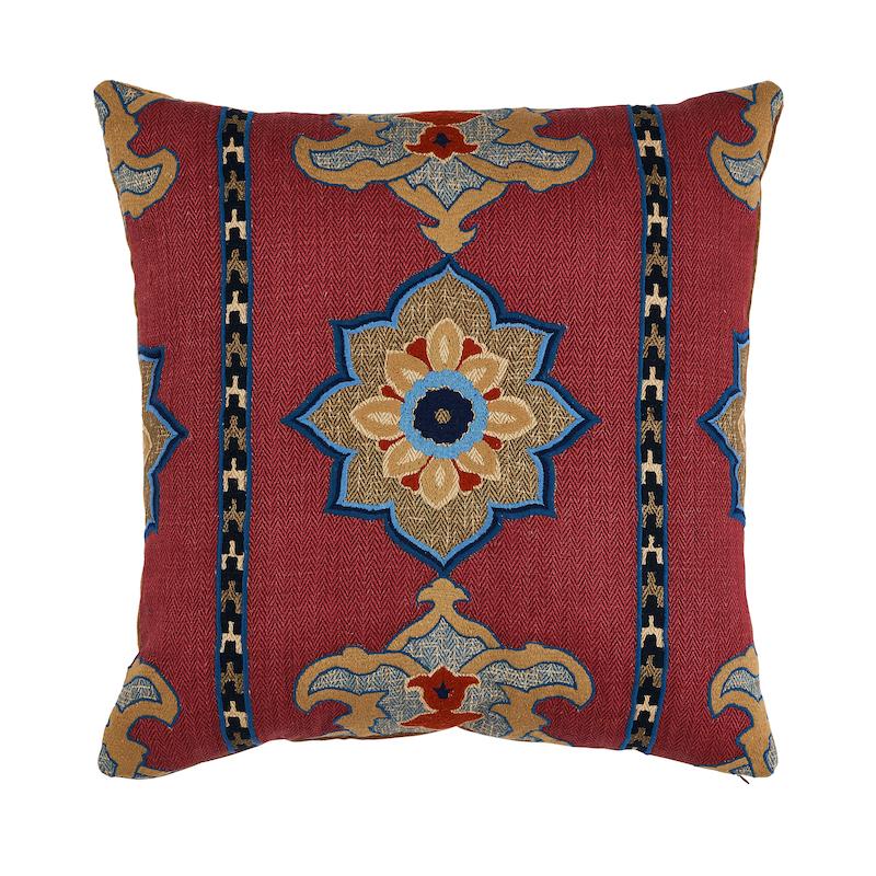 Schumacher Pomegranate 22" x 22" Temara Embroidered Pillow