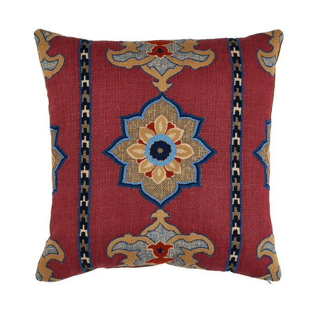 Schumacher Pomegranate 22" x 22" Temara Embroidered Pillow
