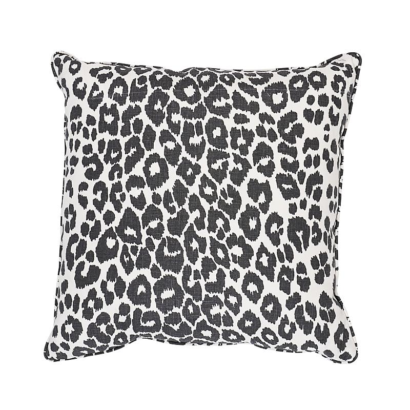 Schumacher Graphite 18" x 18" Iconic Leopard Pillow