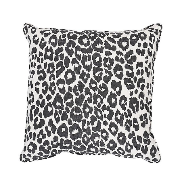 Schumacher Graphite 20" x 20" Iconic Leopard Pillow