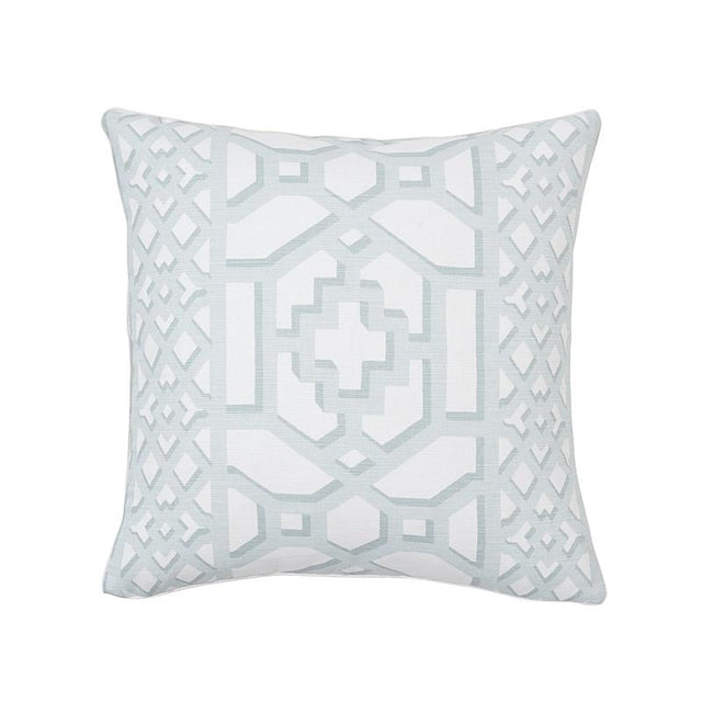 Schumacher Winter Mint 18" x 18" Zanzibar Trellis Pillow