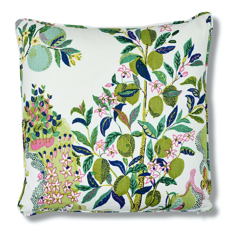 Schumacher Lime 22" x 22" Citrus Garden Pillow