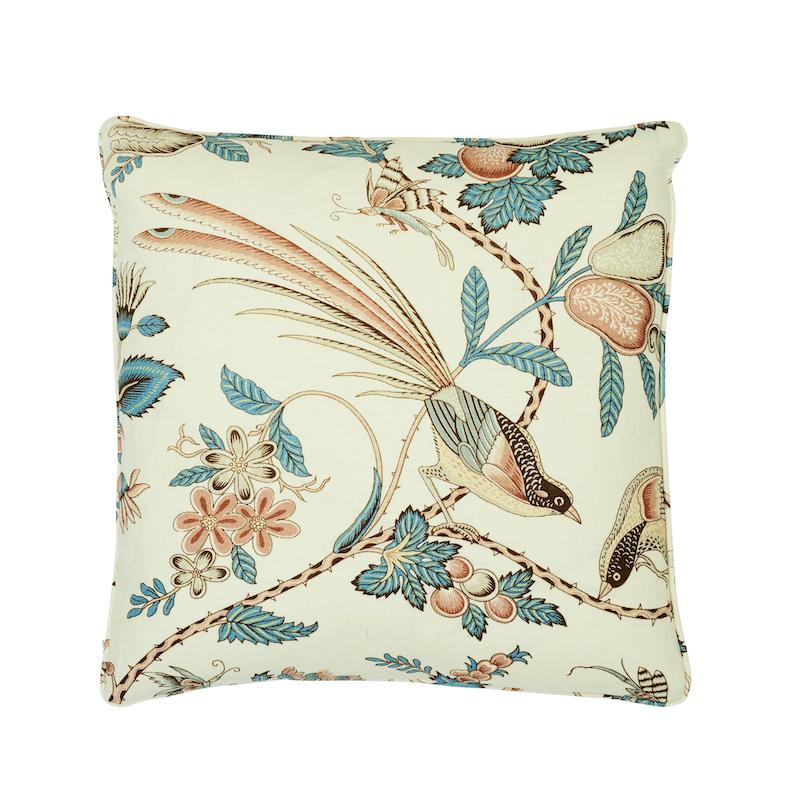 Schumacher Campagne Peacock & Rouge 18" x 18" Pillow