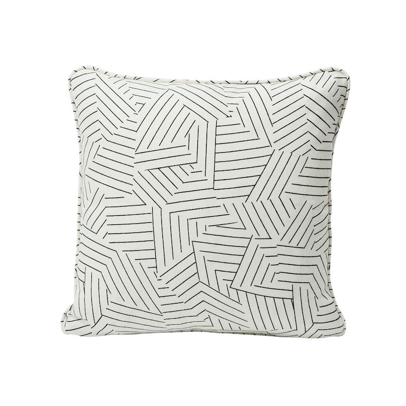 Schumacher Black & White 22" x 22" Deconstructed Stripe Pillow