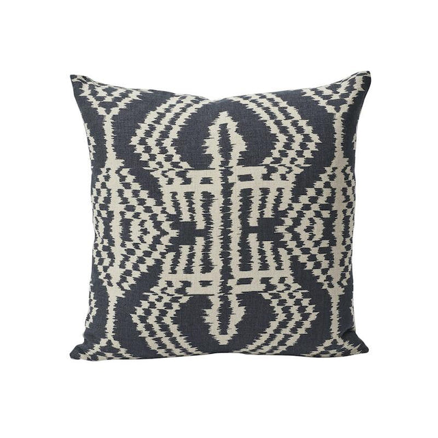 Schumacher Charcoal 18" x 18" Asaka Ikat Pillow