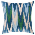 Schumacher Peacock & Emerald 20" x 20" Kashgar Velvet Ikat Pillow