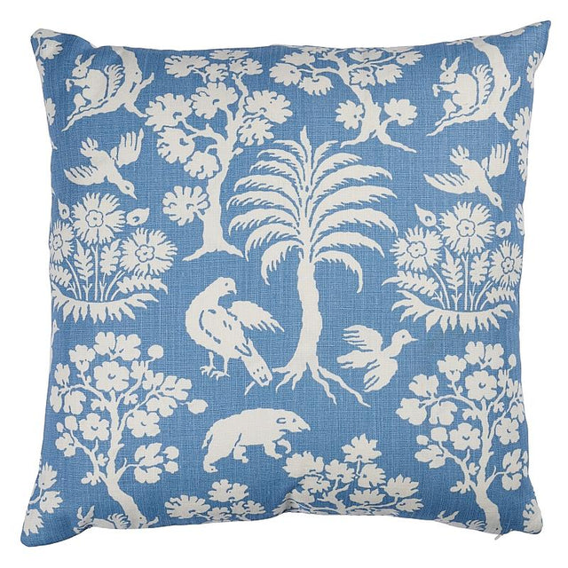 Schumacher Blue 20" x 20" Woodland Silhouette Pillow