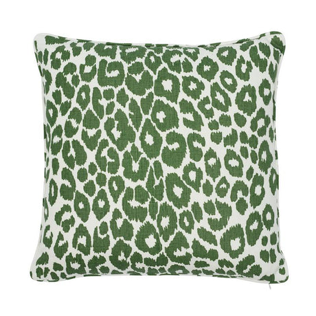 Schumacher Green 18" x 18" Iconic Leopard Pillow