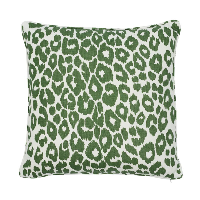 Schumacher Green 20" x 20" Iconic Leopard Pillow