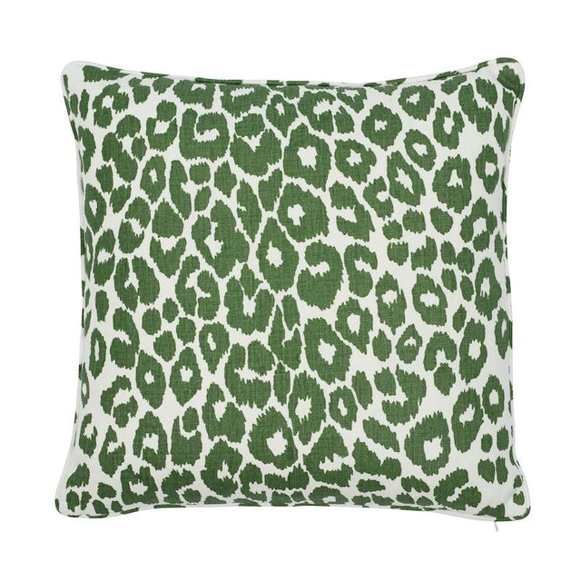 Schumacher Green 20" x 20" Iconic Leopard Pillow