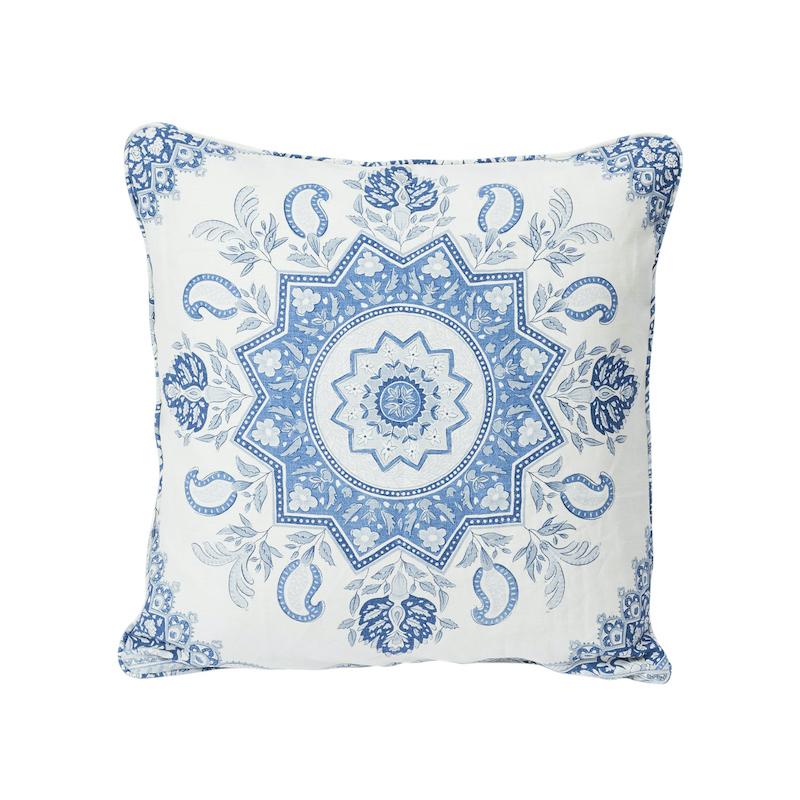 Schumacher Indigo 20" x 20" Montecito Medallion Pillow