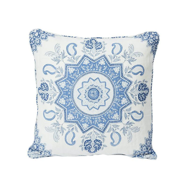 Schumacher Indigo 20" x 20" Montecito Medallion Pillow