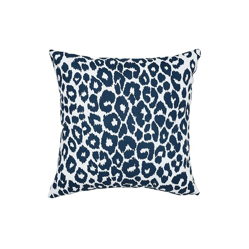 Schumacher Navy 18" x 18" Iconic Leopard I/O Pillow
