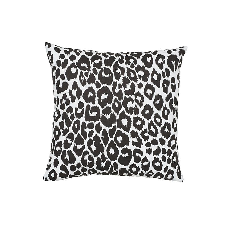 Schumacher Graphite 18" x 18" Iconic Leopard I/O Pillow