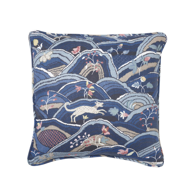 Schumacher Blue 20" x 20" Rolling Hills Pillow
