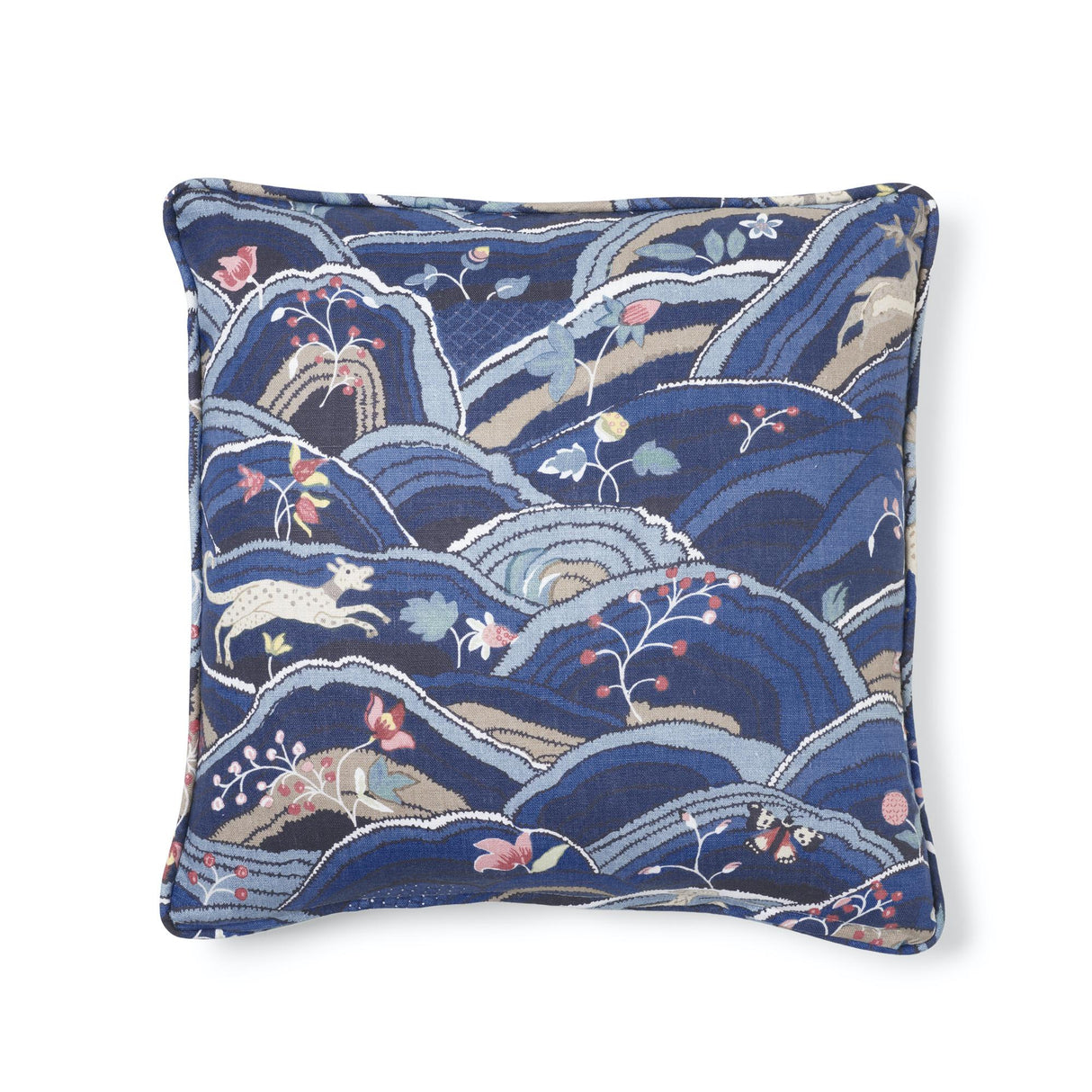Schumacher Blue 20" x 20" Rolling Hills Pillow