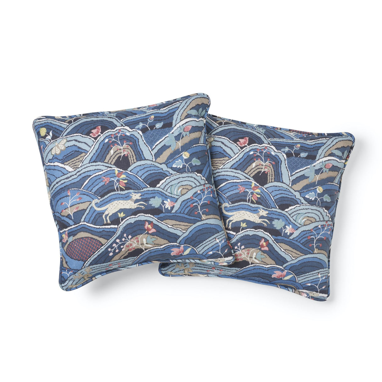 Schumacher Blue 20" x 20" Rolling Hills Pillow