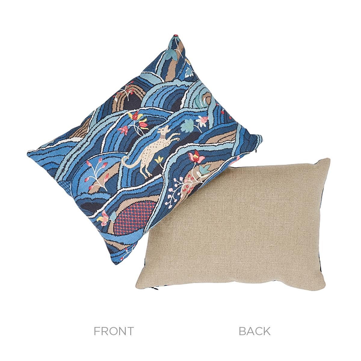 Schumacher Blues 16" x 12" Rolling Hills Pillow