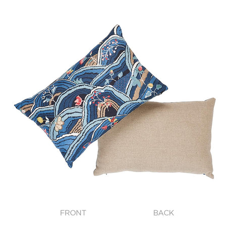 Schumacher Blues 18" x 12" Rolling Hills Pillow