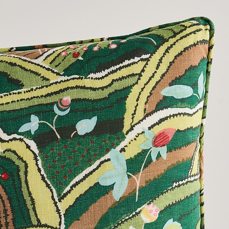 Schumacher Green 20" x 20" Rolling Hills Pillow