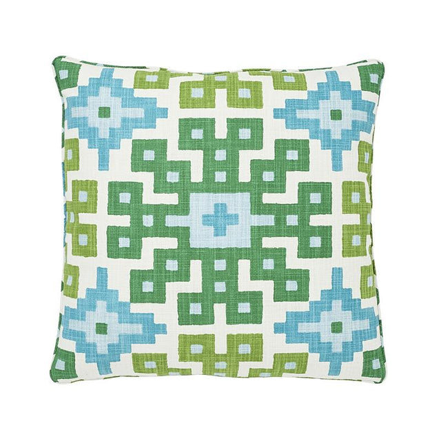 Schumacher Palmetto Print Lagoon 20" x 20" Pillow