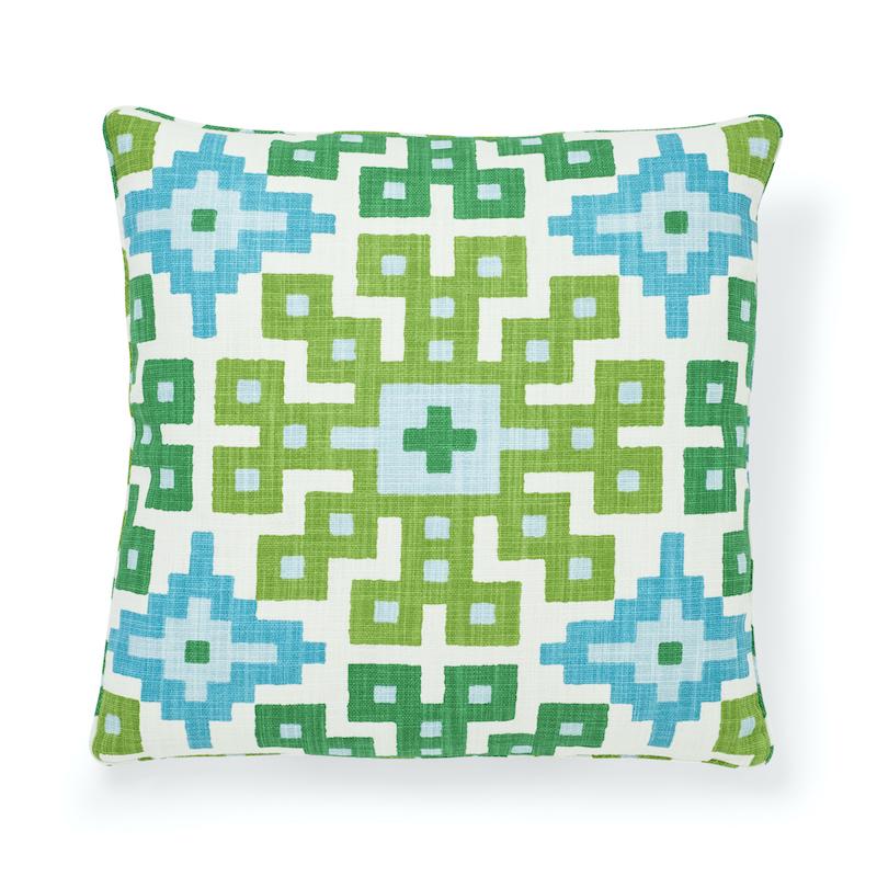 Schumacher Palmetto Print Lagoon 20" x 20" Pillow