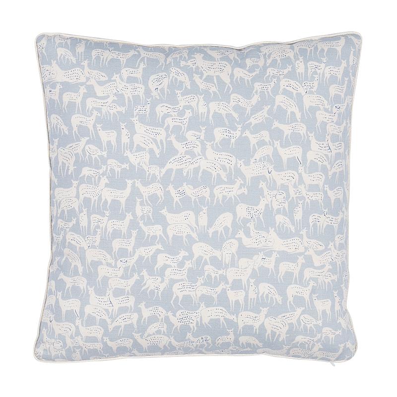 Schumacher Slate Blue 16" x 16" Fauna Pillow