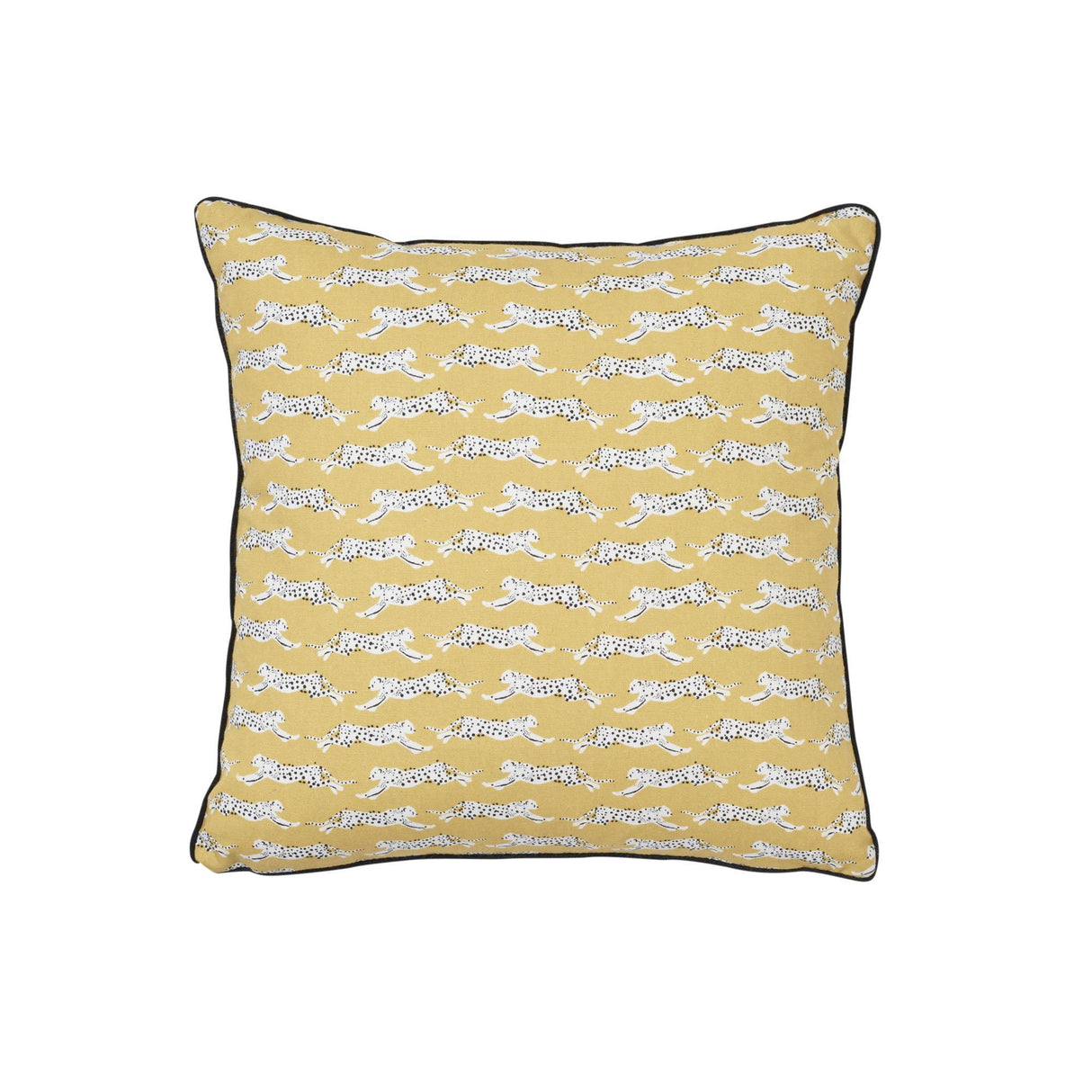 Schumacher Yellow 16" x 16" Leaping Leopards Pillow