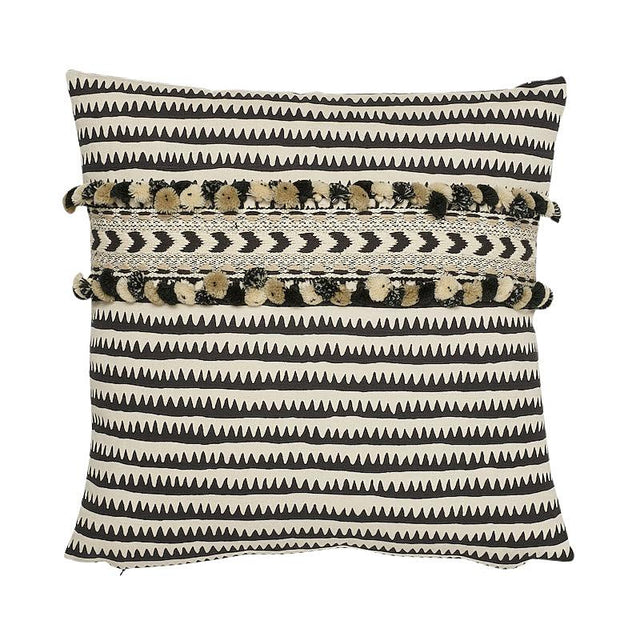 Schumacher Black 18" x 18" Corfu Stripe Pillow
