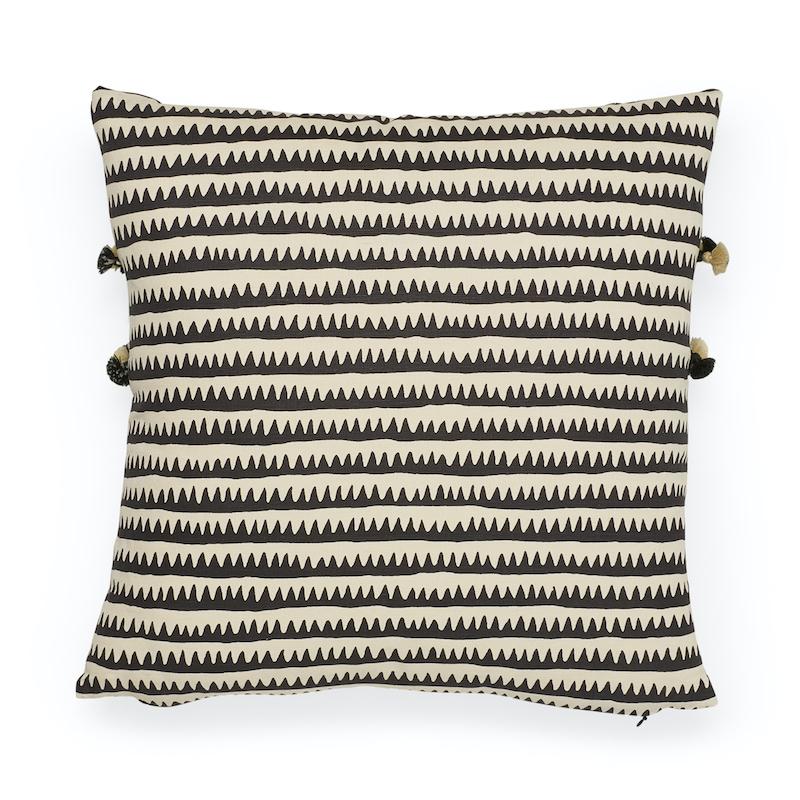 Schumacher Black 18" x 18" Corfu Stripe Pillow