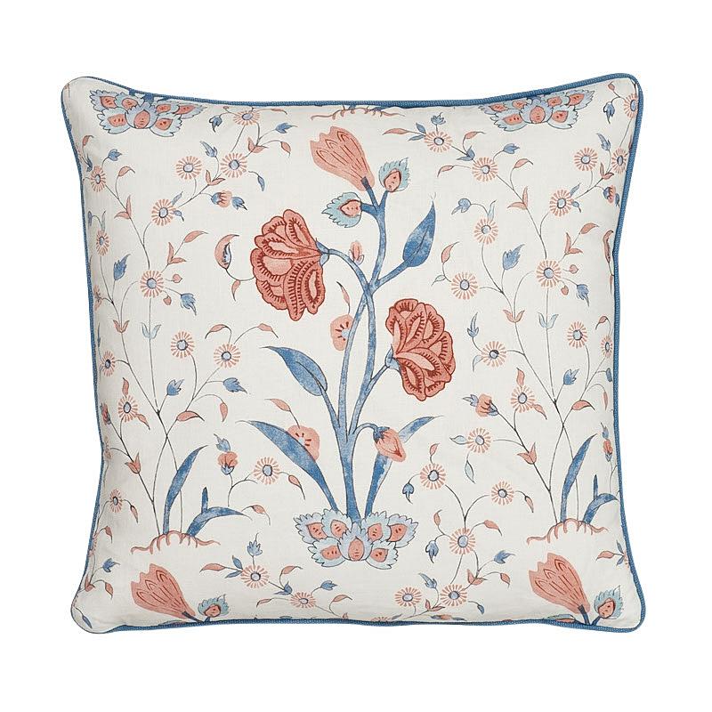 Schumacher Khilana Floral Delft & Rose 20" x 20" Pillow