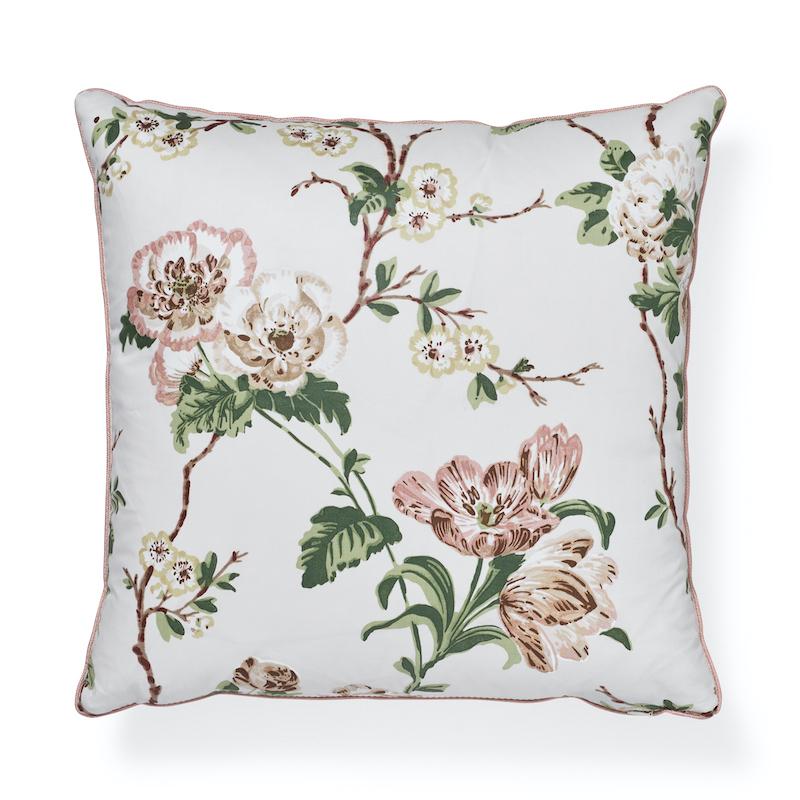 Schumacher Pink & Green 18" x 18" Betty Chintz Pillow