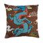 Schumacher Brown & Blue 20" x 20" Magical Ming Dragon Pillow
