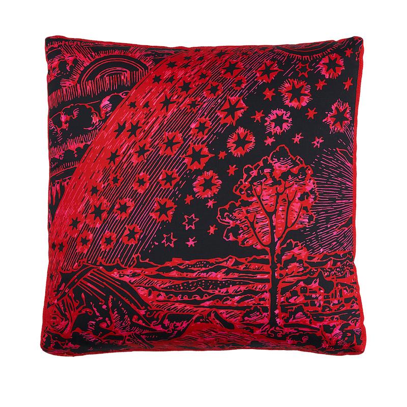 Schumacher Pink & Black 20" x 20" Modern Toile Box Pillow