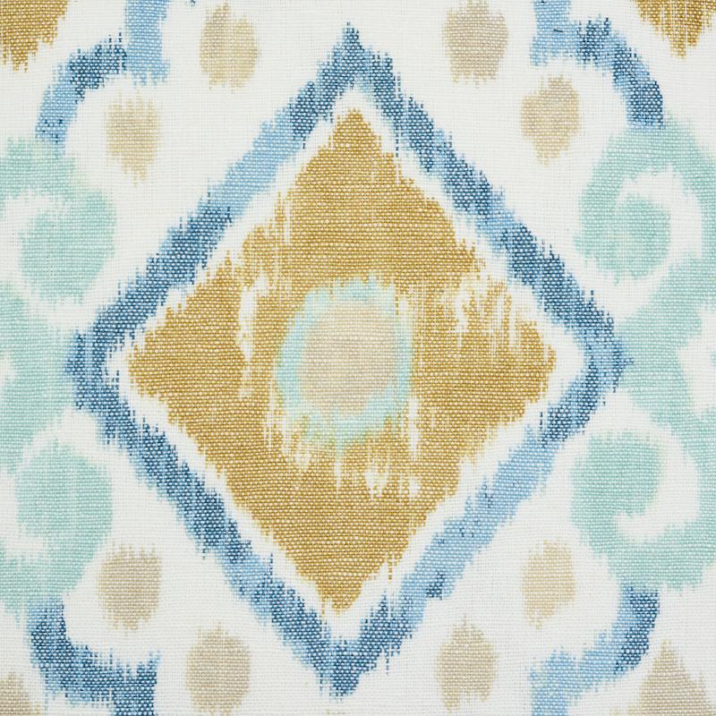 Schumacher Sky & Ochre 22" x 22" Elizia Ikat Pillow