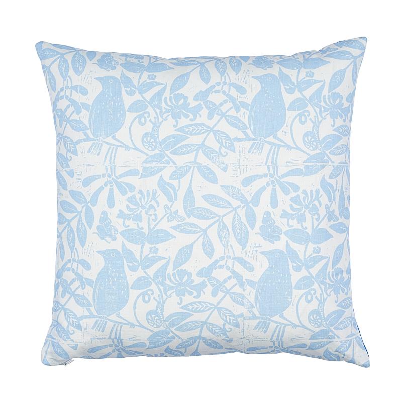 Schumacher Sky 20" x 20" Bird & Bee + Fern Pillow