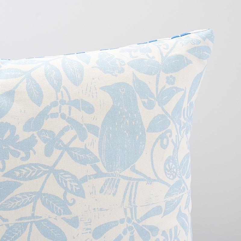 Schumacher Bird & Bee + Fern Sky 20" x 20" Pillow