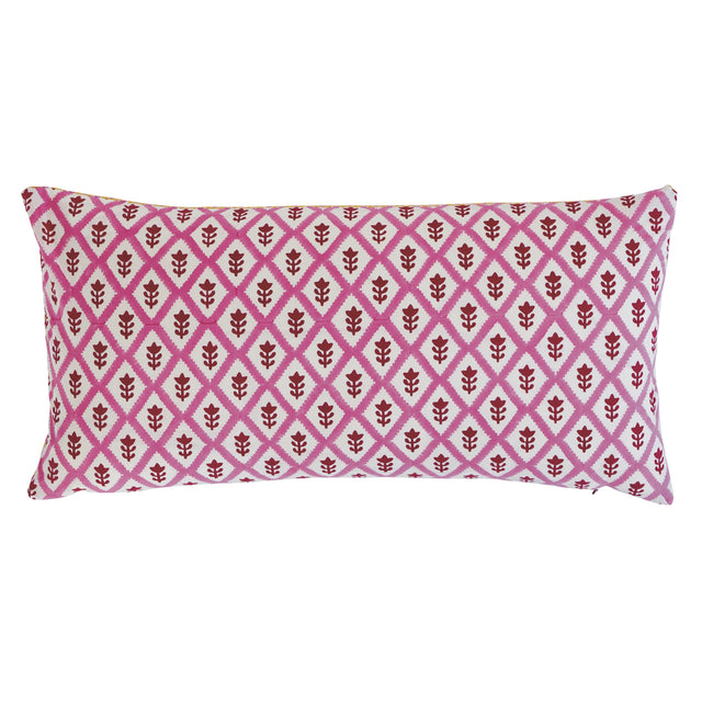 Schumacher Pink & Yellow 20" x 12" Buti & Tuk Tuk Pillow