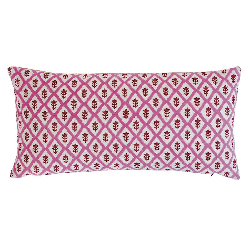 Schumacher Pink & Yellow 24" x 12" Buti & Tuk Tuk Pillow