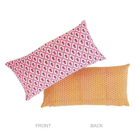 Schumacher Pink & Yellow 24" x 12" Buti & Tuk Tuk Pillow