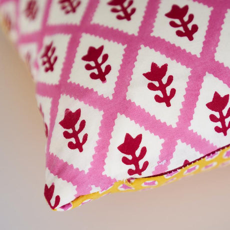 Schumacher Pink & Yellow 24" x 12" Buti & Tuk Tuk Pillow