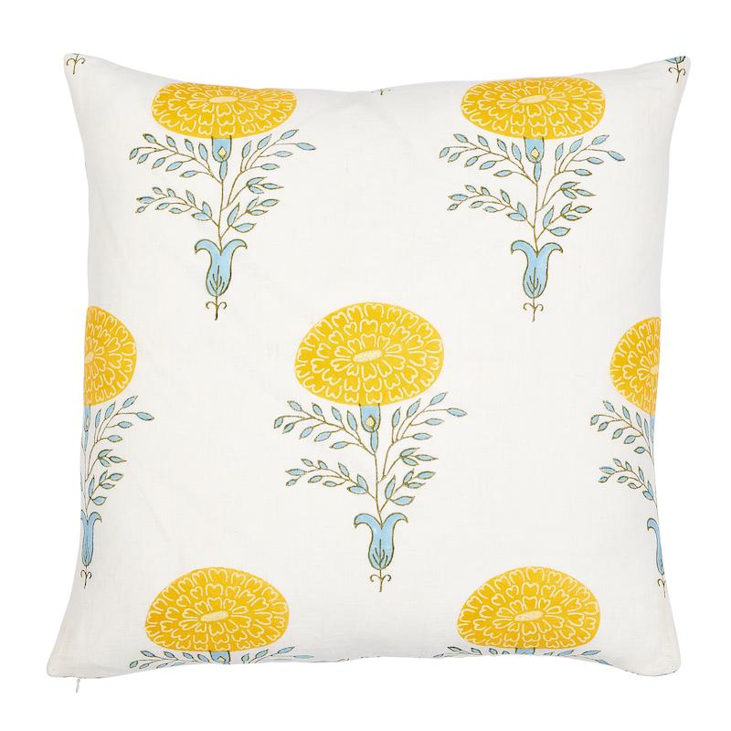 Schumacher Yellow 22" x 22" Marigold Pillow
