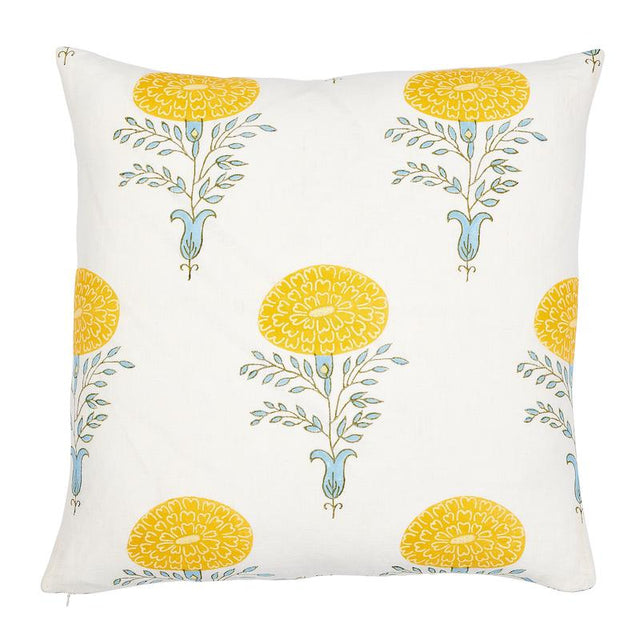 Schumacher Yellow 22" x 22" Marigold Pillow